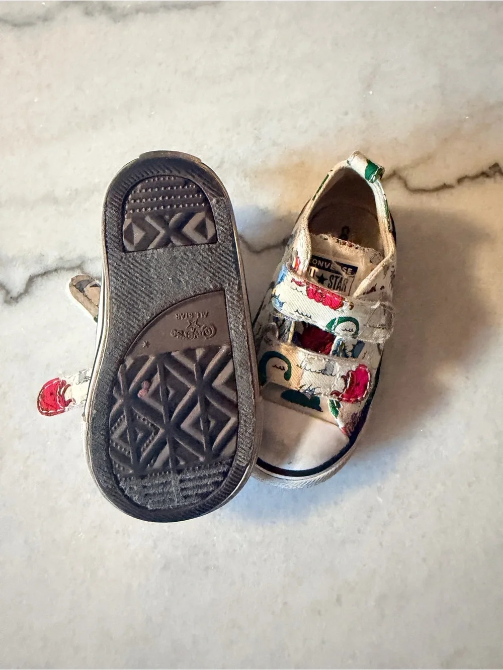 Converse Kids White Canvas Sneakers with Sea Monsters Print